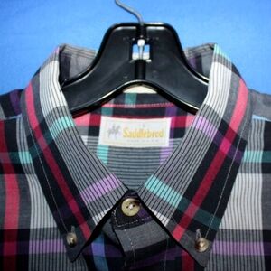 Vintage Saddlebred Plaid Button-Down Shirt - Men's Size L - Multicolor
